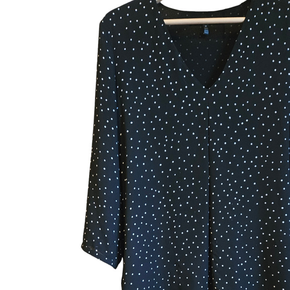 WHBM Black House White Market Polka Dot VNeck Blouse Black Women's Size 12 - Picture 3 of 9